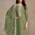 Olive green organza festival pant style readymade suit