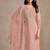 Baby pink organza festival pant style readymade suit