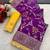 Purple yellow hand dying & embroidery lace dola silk blend saree with blouse