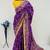 Purple yellow hand dying & embroidery lace dola silk blend saree with blouse