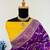 Purple yellow hand dying & embroidery lace dola silk blend saree with blouse