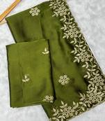 Mehendi multicolor sequence embroidery work rangoli saree with blouse