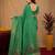 Green linen jacuard bird motif work bird saree with unstitched blouse piece