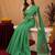 Green linen jacuard bird motif work bird saree with unstitched blouse piece