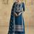 Teal blue chinon silk embroidered trendy readymade salwar kameez
