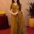 Mustard linen jacuard bird motif work bird saree with unstitched blouse piece