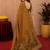 Mustard linen jacuard bird motif work bird saree with unstitched blouse piece