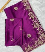Wine multicolor sequece embroidery work rangoli saree with blouse