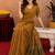 Mustard linen jacuard bird motif work bird saree with unstitched blouse piece
