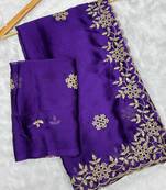 Purple multicolor sequece embroidery work rangoli saree with blouse