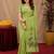 Parrot green linen jacuard bird motif work bird saree with unstitched blouse piece