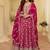 Rani pink viscose jacquard silk with embroidery readymade anarkali suit