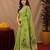 Parrot green linen jacuard bird motif work bird saree with unstitched blouse piece