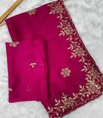 Pink multicolor sequece embroidery work rangoli saree with blouse