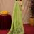 Parrot green linen jacuard bird motif work bird saree with unstitched blouse piece