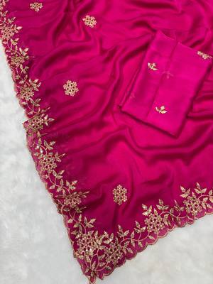 Pink multicolor sequece embroidery work rangoli saree with blouse 2