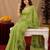 Parrot green linen jacuard bird motif work bird saree with unstitched blouse piece