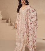 Chinon embroidered beige palazzo style readymade suit