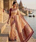 Chikoo tapela dying dola silk blend saree with blouse