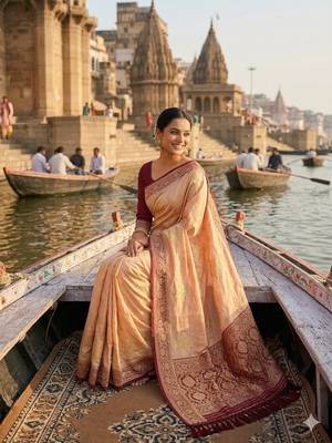 Chikoo tapela dying dola silk blend saree with blouse 3