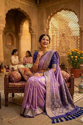 Levender tapela dying dola silk blend saree with blouse