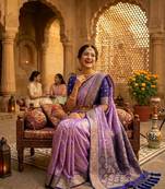 Levender tapela dying dola silk blend saree with blouse