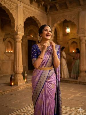 Levender tapela dying dola silk blend saree with blouse 2