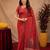 Red linen jacuard bird motif work bird saree with unstitched blouse piece