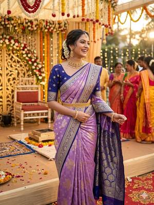 Levender tapela dying dola silk blend saree with blouse 3