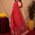 Red linen jacuard bird motif work bird saree with unstitched blouse piece