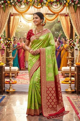 Pista tapela dying dola silk blend saree with blouse
