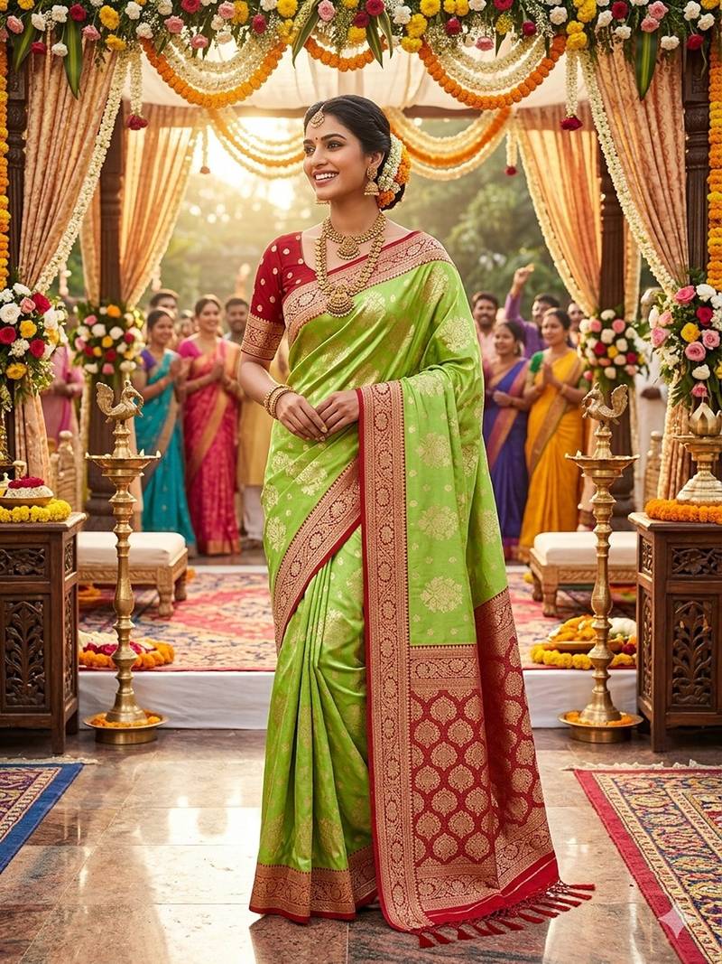 Pista tapela dying dola silk blend saree with blouse
