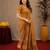 Rust linen jacuard bird motif work bird saree with unstitched blouse piece
