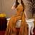 Rust linen jacuard bird motif work bird saree with unstitched blouse piece