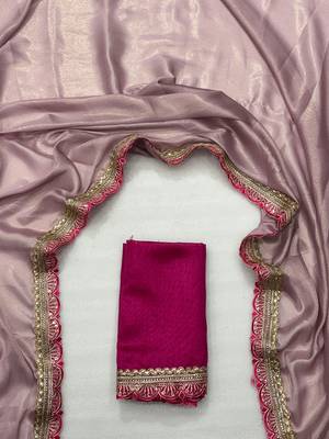 Levender multicolor sequece embroidery work moss chiffon saree with blouse 1