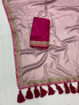 Levender multicolor sequece embroidery work moss chiffon saree with blouse 3