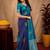 Blue rama art silk blend banarasi jacuard work saree with unstitched blouse piece