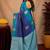Blue rama art silk blend banarasi jacuard work saree with unstitched blouse piece