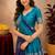 Blue rama art silk blend banarasi jacuard work saree with unstitched blouse piece