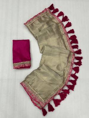 Chikoo multicolor sequece embroidery work moss chiffon saree with blouse 2