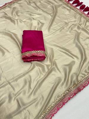 Chikoo multicolor sequece embroidery work moss chiffon saree with blouse 5