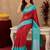 Rama red art silk blend banarasi jacuard work saree with unstitched blouse piece