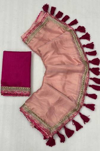 Gajari multicolor sequece embroidery work moss chiffon saree with blouse