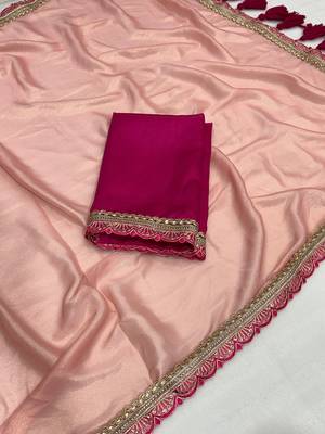 Gajari multicolor sequece embroidery work moss chiffon saree with blouse 2