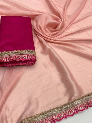 Gajari multicolor sequece embroidery work moss chiffon saree with blouse 5