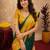 Yellow green art silk blend banarasi jacuard work saree with unstitched blouse piece