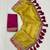 Yellow multicolor sequece embroidery work moss chiffon saree with blouse