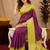 Yellow wine art silk blend banarasi jacuard work saree with unstitched blouse piece