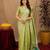 Parrot green art silk blend banarasi jacuard work pethani saree with unstitched blouse piece
