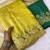 Yellow coding embroidery work gold crush saree with blouse